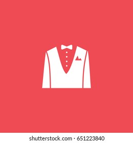 Wedding Tuxedo Flat Icon On Red Background