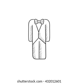 Wedding tuxedo vector sketch icon isolated on background. Hand drawn Wedding tuxedo icon. Wedding tuxedo sketch icon for infographic, website or app.