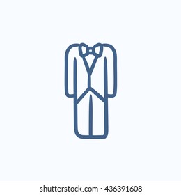 Wedding tuxedo vector sketch icon isolated on background. Hand drawn Wedding tuxedo icon. Wedding tuxedo sketch icon for infographic, website or app.