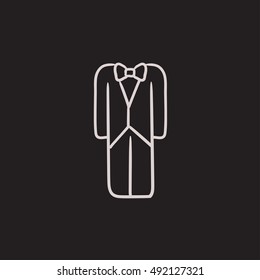 Wedding tuxedo vector sketch icon isolated on background. Hand drawn Wedding tuxedo icon. Wedding tuxedo sketch icon for infographic, website or app.