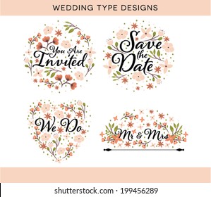 Wedding Typography Collection In Vector