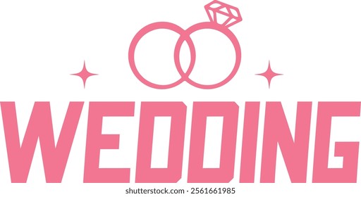 Wedding typography design on plain white transparent isolated background for card, shirt, hoodie, sweatshirt, apparel, tag, mug, icon, poster or badge