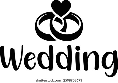 Wedding typography design on plain white transparent isolated background for card, shirt, hoodie, sweatshirt, apparel, tag, mug, icon, poster or badge