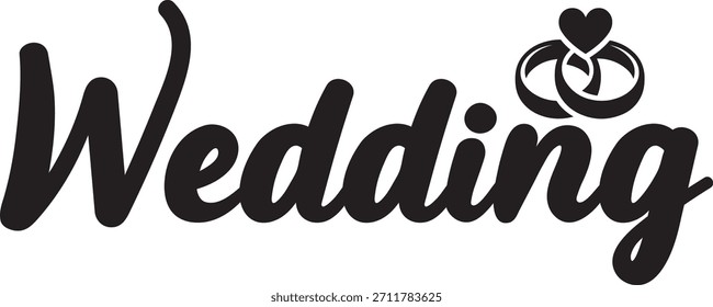 Diseño de tipografía de Boda sobre fondo aislado transparente blanco liso para tarjeta, camisa, sudadera con capucha, sudadera, ropa, etiqueta, taza, ícono, póster o insignia