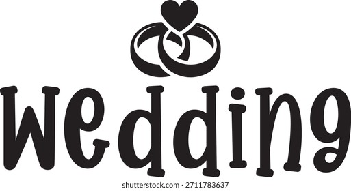 Hochzeits-Typografie-Design auf einfarbigem, weißem, transparentem, isoliertem Hintergrund für Karte, Hemd, Kapuze, Sweatshirt, Bekleidung, Tag, Becher, Symbol, Poster oder Abzeichen