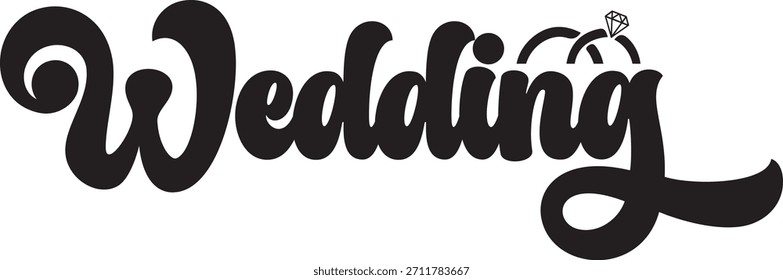 Diseño de tipografía de Boda sobre fondo aislado transparente blanco liso para tarjeta, camisa, sudadera con capucha, sudadera, ropa, etiqueta, taza, ícono, póster o insignia
