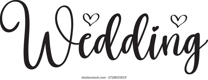 Diseño de tipografía de Boda sobre fondo aislado transparente blanco liso para invitación, tarjeta, camisa, sudadera con capucha, sudadera, ropa, etiqueta, taza, ícono, póster o insignia