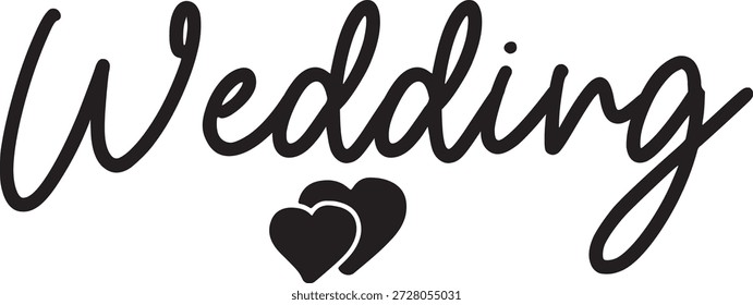 Diseño de tipografía de Boda sobre fondo aislado transparente blanco liso para invitación, tarjeta, camisa, sudadera con capucha, sudadera, ropa, etiqueta, taza, ícono, póster o insignia