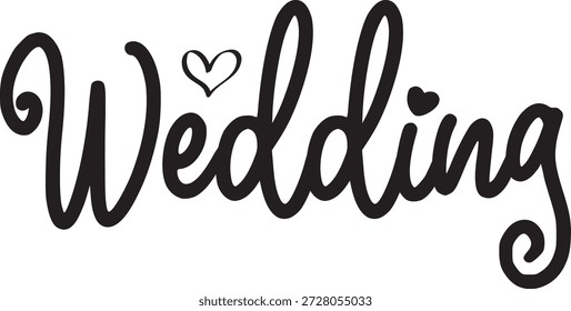 Diseño de tipografía de Boda sobre fondo aislado transparente blanco liso para invitación, tarjeta, camisa, sudadera con capucha, sudadera, ropa, etiqueta, taza, ícono, póster o insignia
