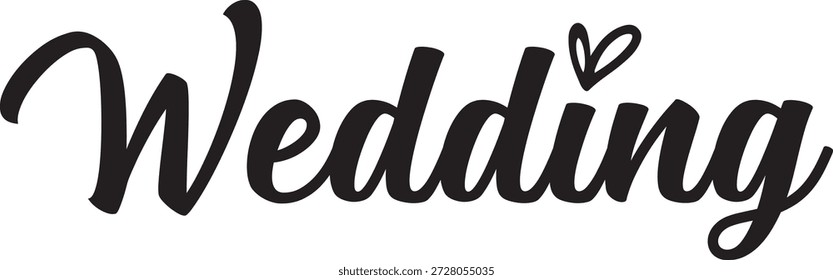 Diseño de tipografía de Boda sobre fondo aislado transparente blanco liso para invitación, tarjeta, camisa, sudadera con capucha, sudadera, ropa, etiqueta, taza, ícono, póster o insignia