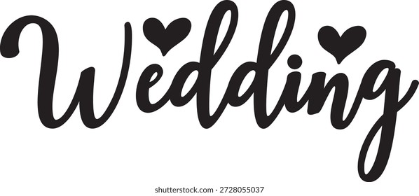 Diseño de tipografía de Boda sobre fondo aislado transparente blanco liso para invitación, tarjeta, camisa, sudadera con capucha, sudadera, ropa, etiqueta, taza, ícono, póster o insignia