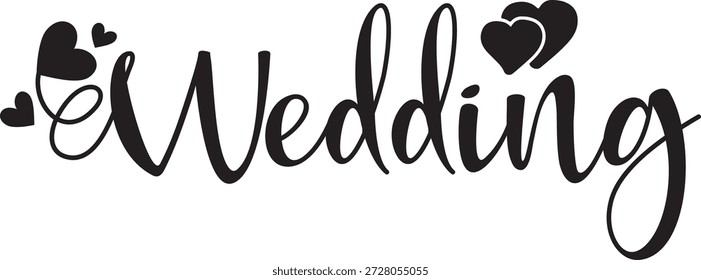 Diseño de tipografía de Boda sobre fondo aislado transparente blanco liso para invitación, tarjeta, camisa, sudadera con capucha, sudadera, ropa, etiqueta, taza, ícono, póster o insignia