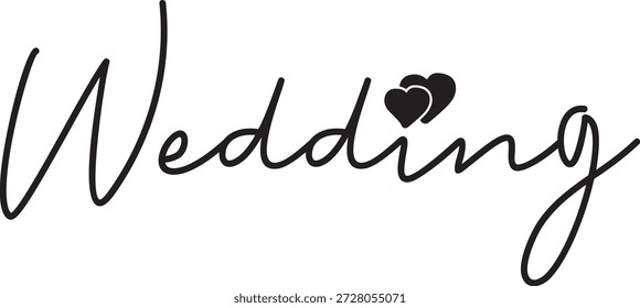 Diseño de tipografía de Boda sobre fondo aislado transparente blanco liso para invitación, tarjeta, camisa, sudadera con capucha, sudadera, ropa, etiqueta, taza, ícono, póster o insignia