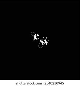 wedding typography initial monogram style and elegant concept CW organic hairline logo letter