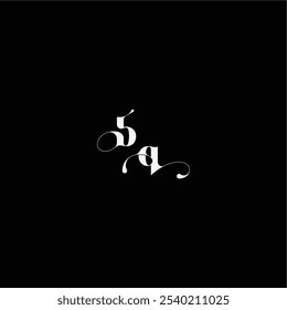 wedding typography initial monogram style and elegant concept BQ organic hairline logo letter