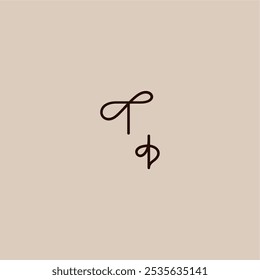 wedding typography monogram luxurious organic style and elegant concept TI dynamic line initial letter