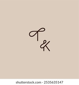 wedding typography monogram luxurious organic style and elegant concept TK dynamic line initial letter