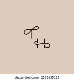 wedding typography monogram luxurious organic style and elegant concept TH dynamic line initial letter