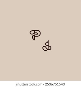 wedding typography monogram luxurious organic style and elegant concept PJ dynamic line initial letter