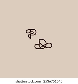 wedding typography monogram luxurious organic style and elegant concept PD dynamic line initial letter