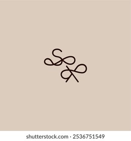 wedding typography monogram luxurious organic style and elegant concept SX dynamic line initial letter