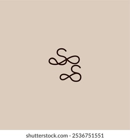 wedding typography monogram luxurious organic style and elegant concept SS dynamic line initial letter