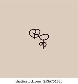 Monograma de la tipografía de la boda Estilo orgánico lujoso y concepto elegante Línea dinámica de RI Letra inicial