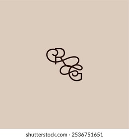 Hochzeit Typografie Monogramm luxuriösen organischen Stil und elegantes Konzept RG dynamische Linie Anfangsbuchstabe