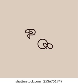 wedding typography monogram luxurious organic style and elegant concept PQ dynamic line initial letter