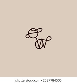 wedding typography monogram luxurious organic style and elegant concept OW dynamic line initial letter