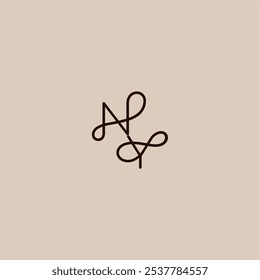 wedding typography monogram luxurious organic style and elegant concept NY dynamic line initial letter