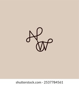 wedding typography monogram luxurious organic style and elegant concept NW dynamic line initial letter