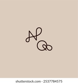 wedding typography monogram luxurious organic style and elegant concept NQ dynamic line initial letter