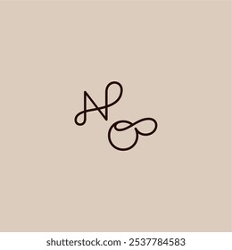 monograma de tipografia de casamento estilo orgânico luxuoso e conceito elegante NO letra inicial da linha dinâmica