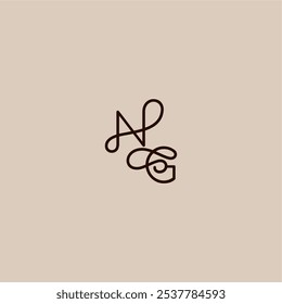 wedding typography monogram luxurious organic style and elegant concept NG dynamic line initial letter