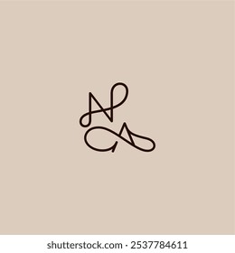 wedding typography monogram luxurious organic style and elegant concept NA dynamic line initial letter