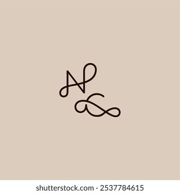wedding typography monogram luxurious organic style and elegant concept NC dynamic line initial letter