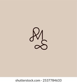 Hochzeit Typografie Monogramm luxuriösen organischen Stil und elegantes Konzept MS dynamische Linie Anfangsbuchstabe