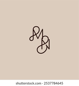 Monograma de la tipografía de la boda Estilo orgánico lujoso y concepto elegante Línea dinámica de MN letra inicial