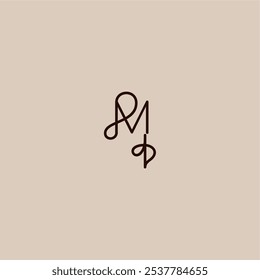 wedding typography monogram luxurious organic style and elegant concept MI dynamic line initial letter