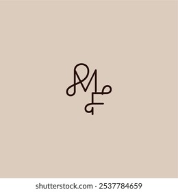 wedding typography monogram luxurious organic style and elegant concept MF dynamic line initial letter