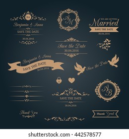 Wedding typography with monograms