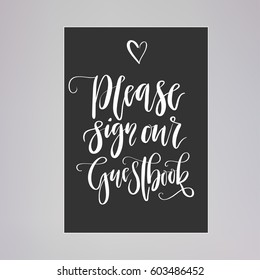 Wedding typography templates. Vector hand written modern calligraphy. Guestbook card.