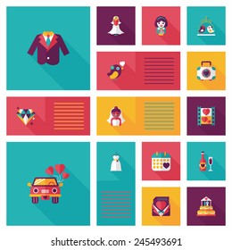 Wedding ui flat design background set, eps10