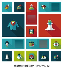 Wedding ui flat design background set, eps10