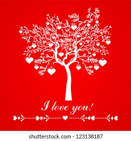 Wedding or Valentine red background. Vector Illustration