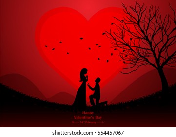 wedding, valentine, silhouette, love, vector, illustration