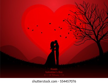 wedding, valentine, silhouette, love, vector, illustration