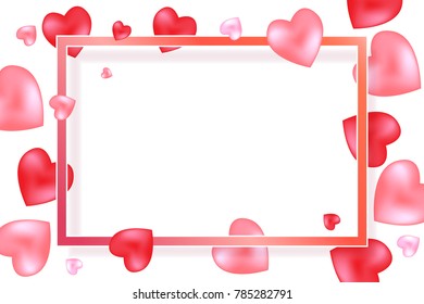 Wedding & Valentines Background With Red And Pink Heart. Vector