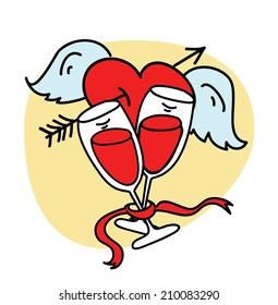 Wedding or Valentine's doodle background 
